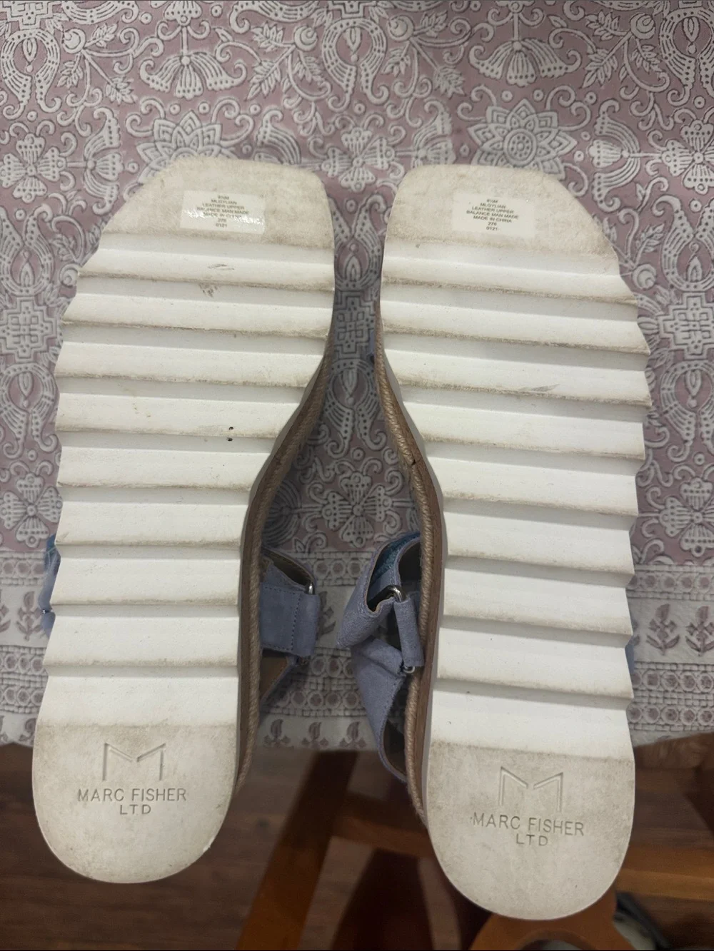 Light blue suede Mark Fisher platform sandals size 8.5